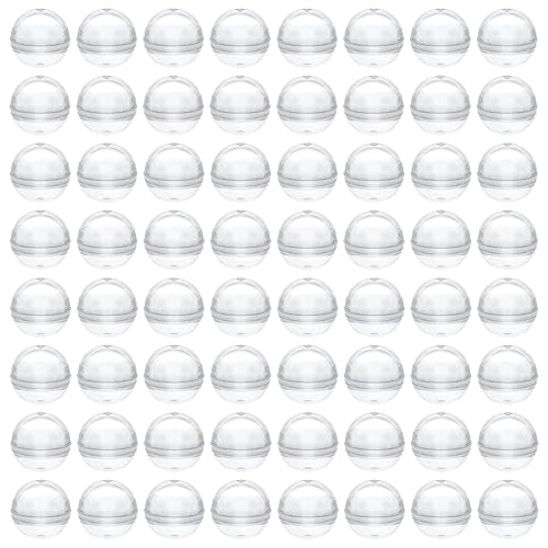Miniatura 12 de AUEAR, Paquete de 50 cápsulas redondas pequeñas translúcidas de 2 pulgadas, envases vacíos de plástico para chicles para premios de fiesta