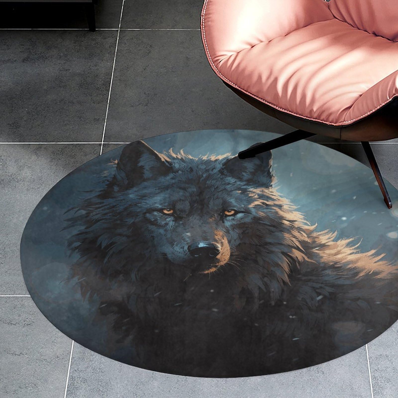 Tapis de salle de bain absorbant loup 90cm antidérapant