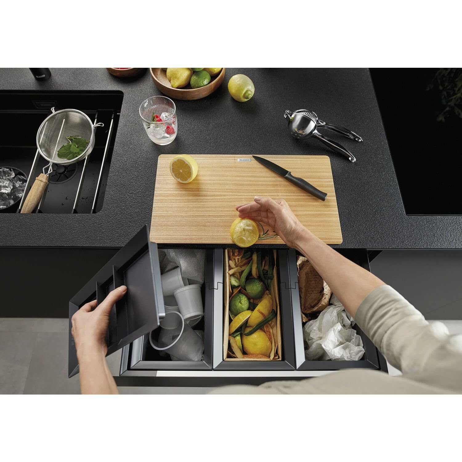 Blanco 229338 Couvercle pour seau de 15 l Compatible avec les systèmes de tri des déchets Select et Flexon II