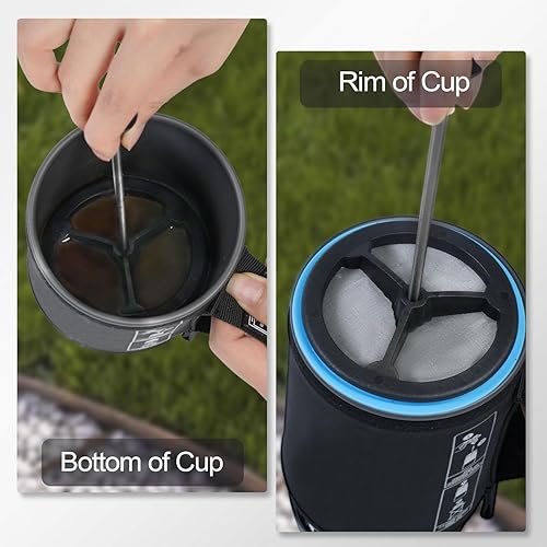 Miniatura 5 de Paquete de 2 cafeteras de prensa francesa de silicona compatibles con estufas de camping Jetboil Flash, cafetera de prensa francesa para estufas de