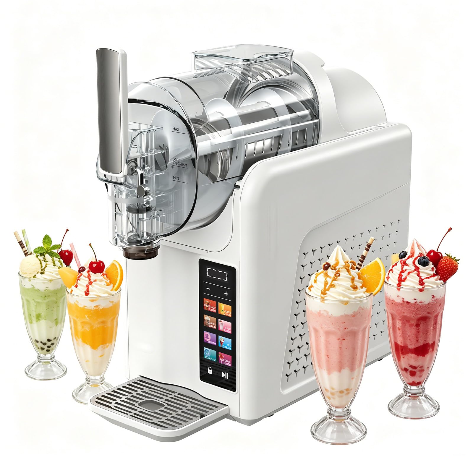 BANGBANGJI 68oz Slushie Machine, Slushy Maker with 6 Presets Programs, LED Display, Self Cleaning & Adjustable Temperature, Freezing Drink Maker for Margaritas, Frappés, Milkshakes and More White