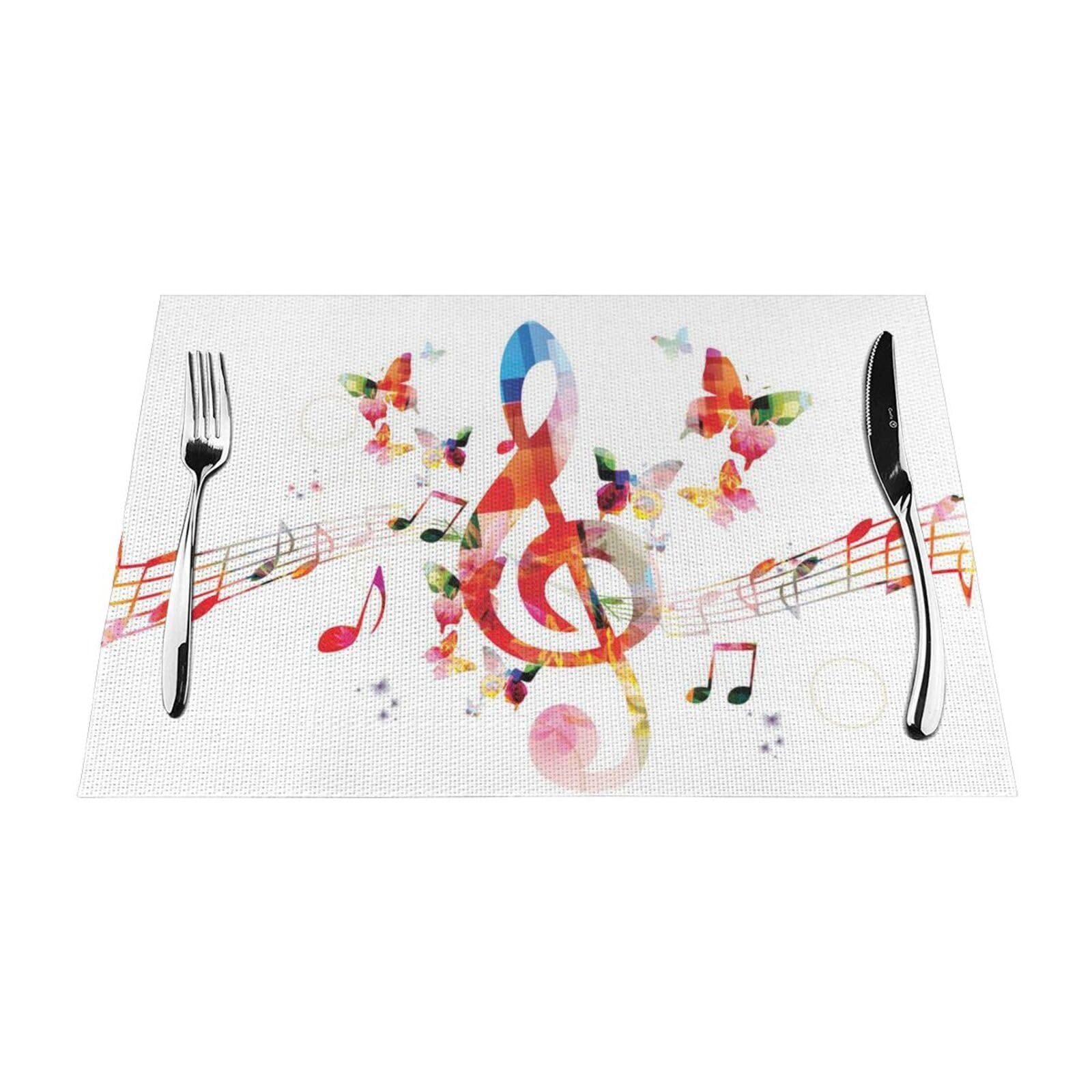 PVC Placemat Set of 1 PCS, 45x30 CM, Musica Butterfly Printed Non-Slip Heat Resistant Place Mats for Kitchen Dining Table Indoor Outdoor