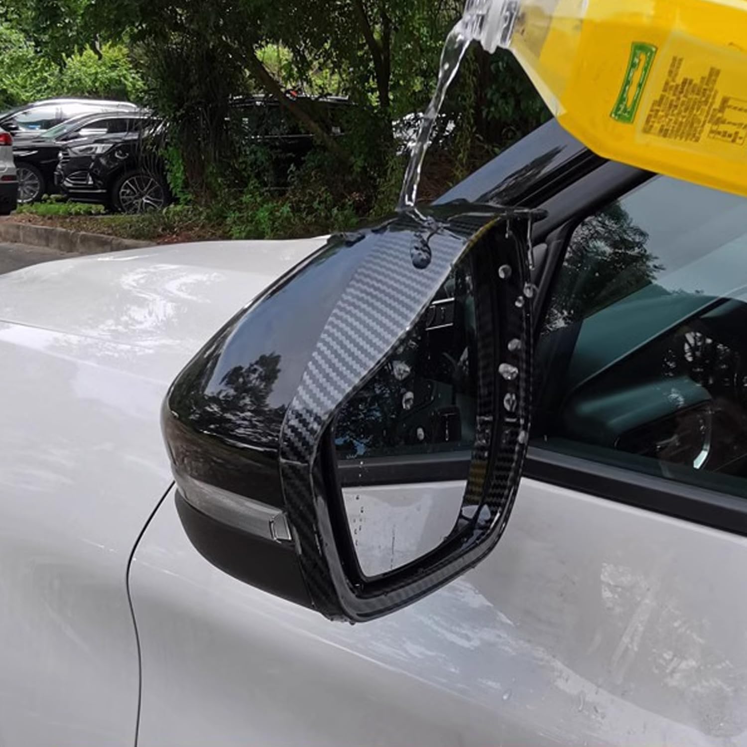 for Ford Explorer 2020 2021 2022 2023 Side Door Rearview Mirror Rain Shield Protector Cover Sun Visor Shade Eyebrow Trim ABS 2pcs(Not Fit For 2023 ST Model) Carbon Fiber Color