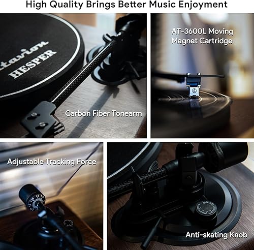 Miniatura 2 de Tocadiscos de vinilo con altavoces, tocadiscos todo en uno de alta fidelidad para discos de vinilo de 3345 RPM con cartucho magnético AT-3600L,