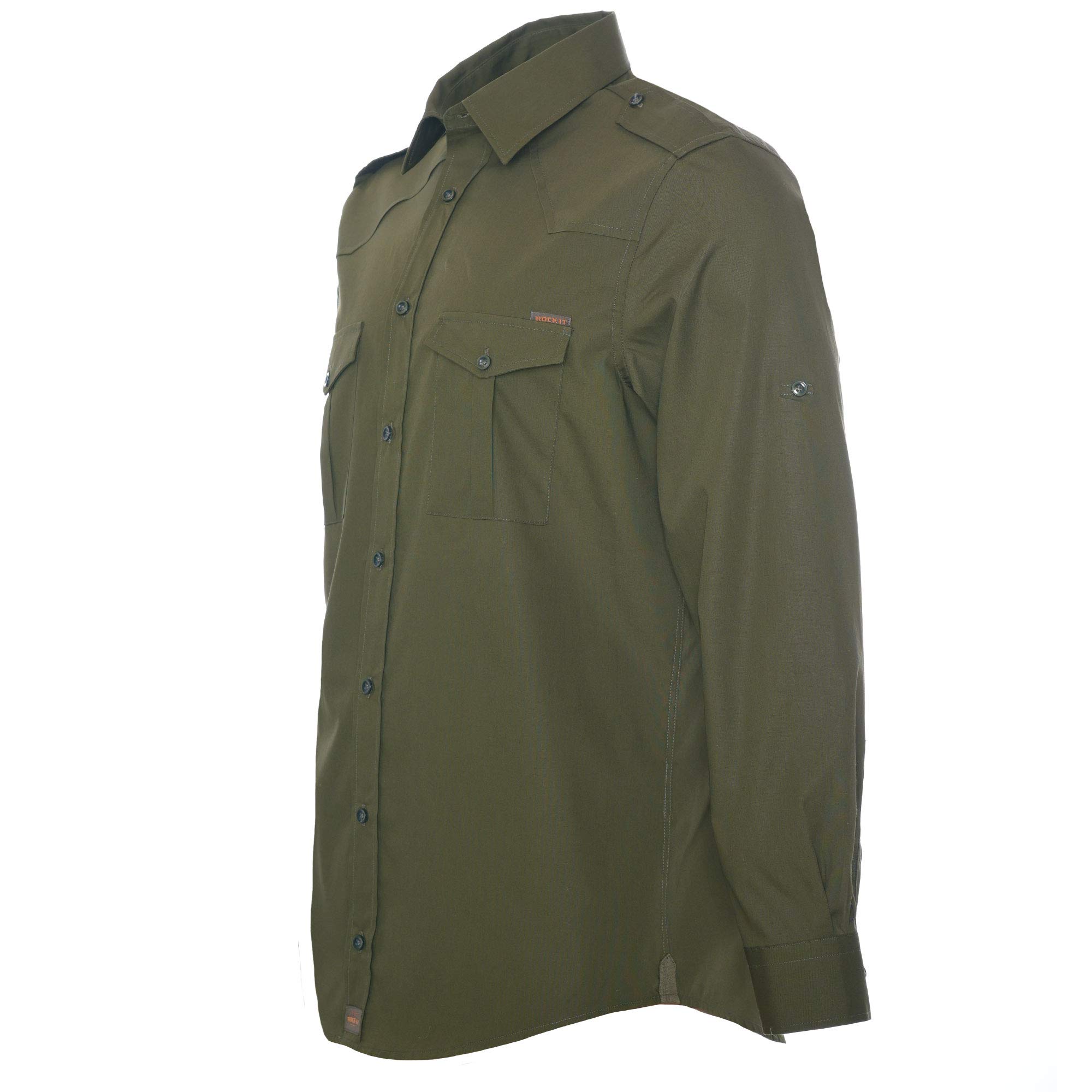 ROCK-IT Apparel Camicia da Uomo, Camicia Premium a Maniche Lunghe dal Look Militare, Camicia Casual, qualità 100% Cotone, Taglie S-5XL