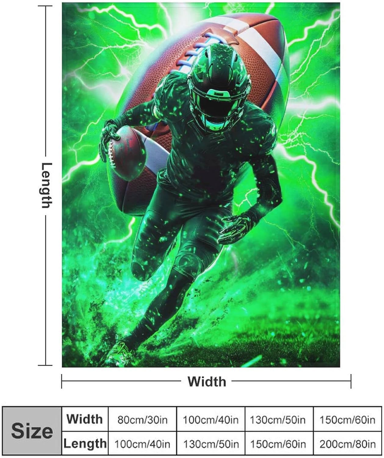 Football Throw Blanket - Soft Flannel Blankets for Girls Boys Kids Sports Loves - Warm Football Player Blankets for All Season Lap, Chair, Sofa - 50"x40" - Image 3