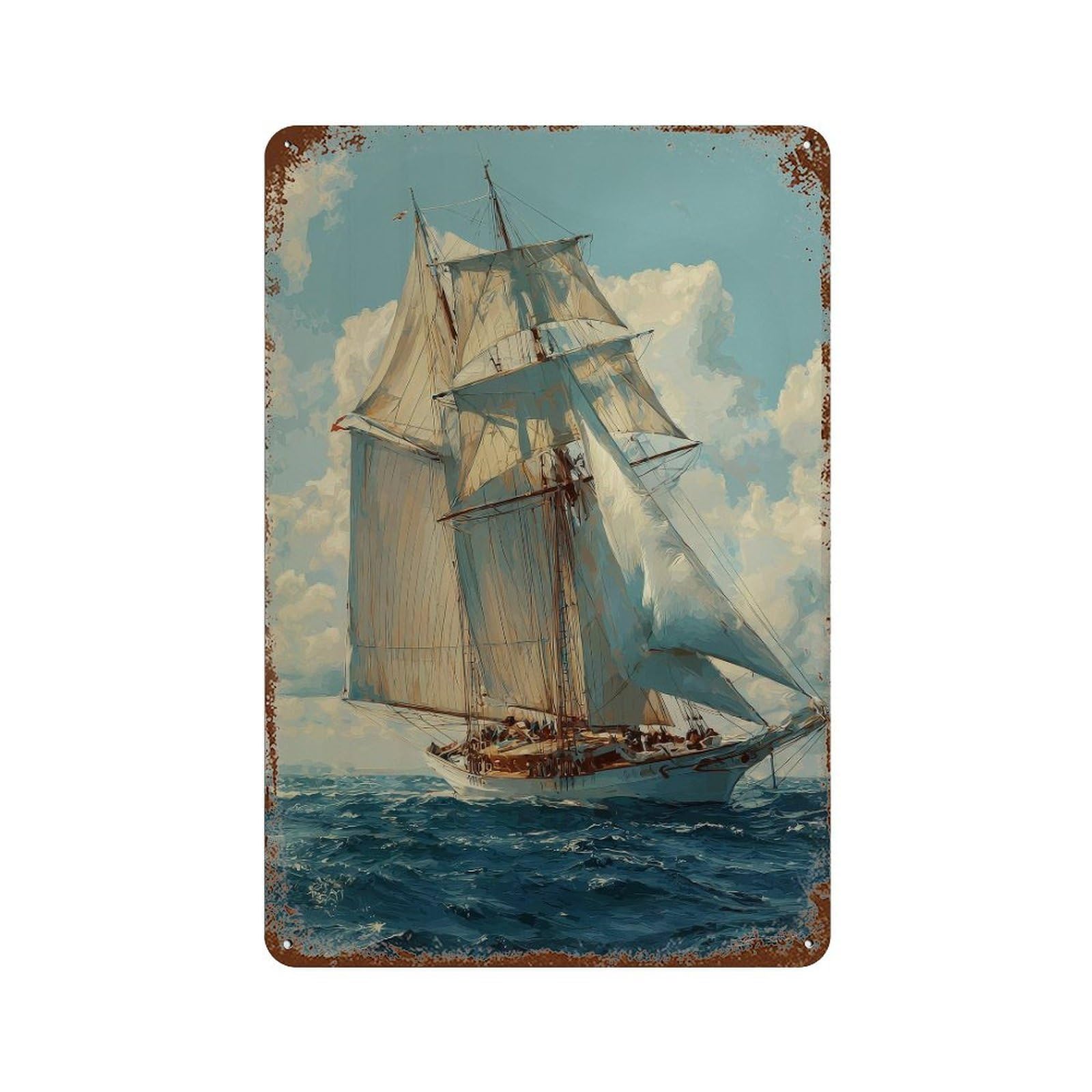 xiaoxiaoshen Sailing Ship. Nautical Traditional Marine Ocean Wall Decor Art Metal Tin Poster Modern Home Decor Art Home Bar Shop Decorations Vintage Sign 30x20cm