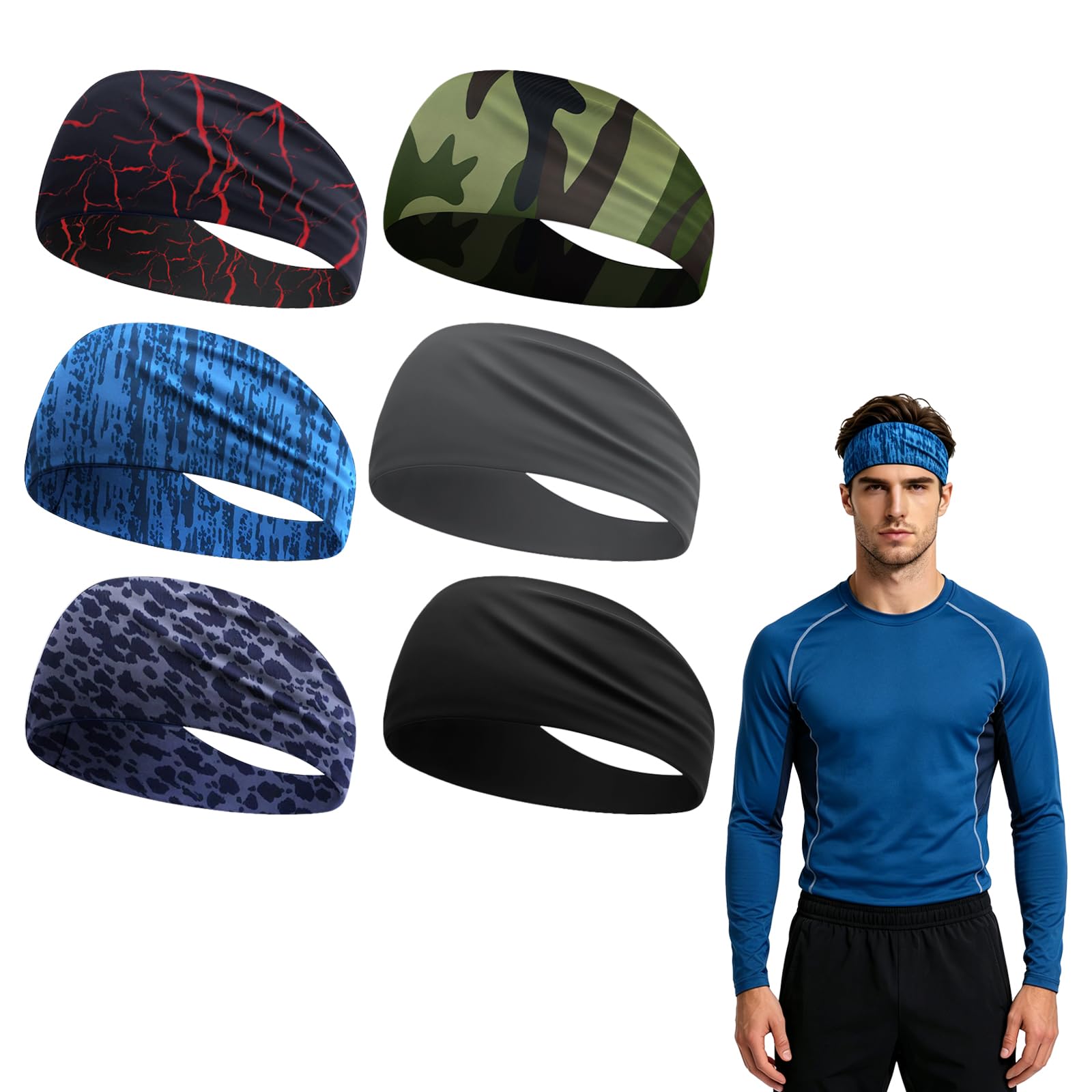 Fascia sportiva in seta di ghiaccio, traspirante, ad asciugatura rapida, alta elasticità, taglia unica, 51 cm x 9 cm, per corsa, ciclismo, palestra