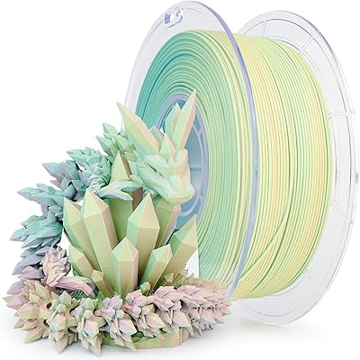 16 – ZIRO PLA Filament 1.75mm, Matt Multicolors 3D Printer Filament, Color Change with Angle, Tri-Colors 3-in-1 Chrome, Fit Most FDM 3D Printers,…