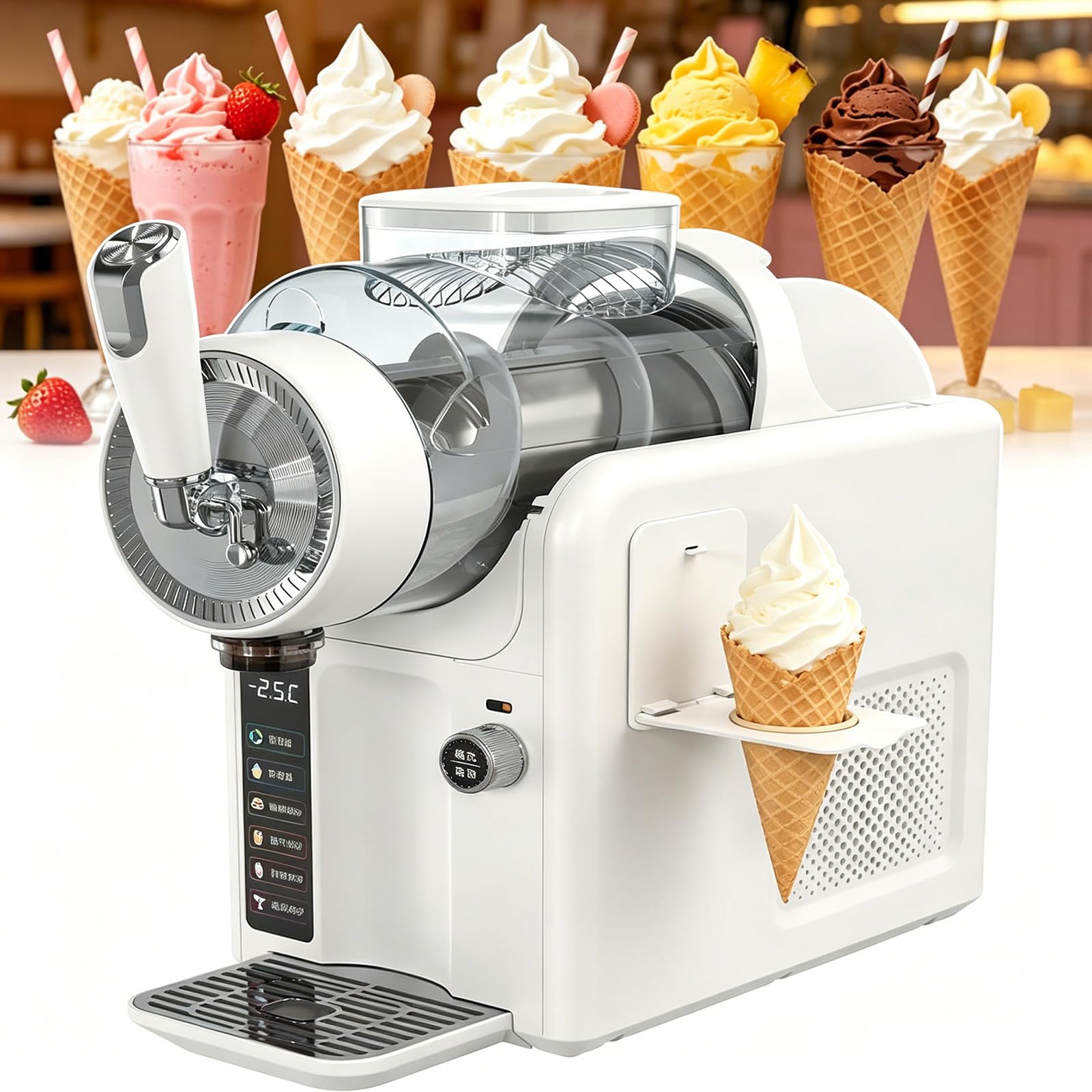 Tozmvi White Home Ice Cream & Slush Drink Maker,2L Slushy Maker With 5 Presets,No Ice Needed Slushie Machine,One-Click Cleaning & Rapid Cooling