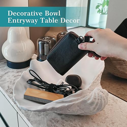 Miniatura 8 de Cuenco decorativo extra grande de conchas de almeja - Cuencos de almacenamiento decorativos de conchas de mar blancas para decoración de mesa de