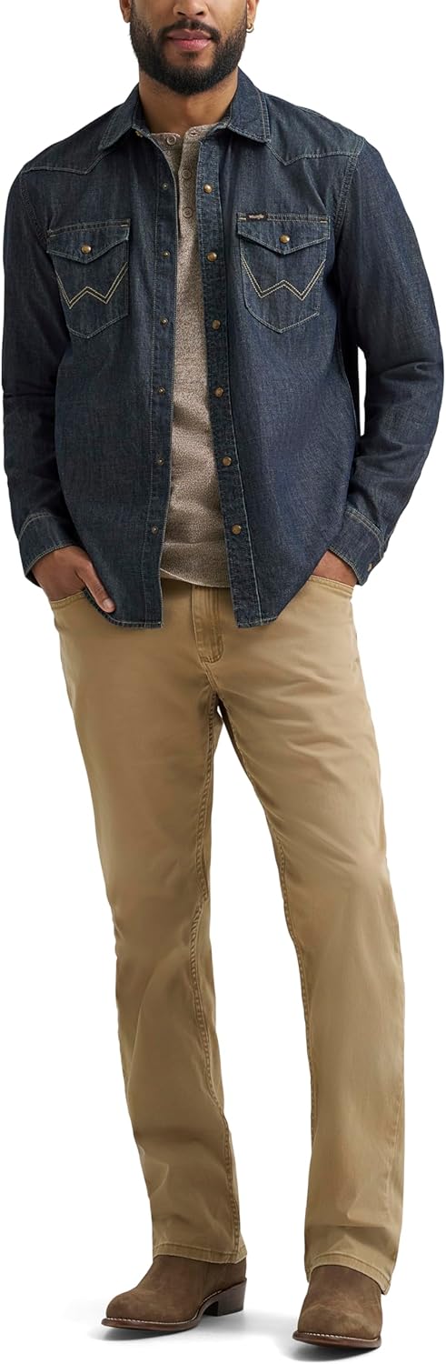 Wrangler Men's Iconic Denim Regular Fit Snap Shirt