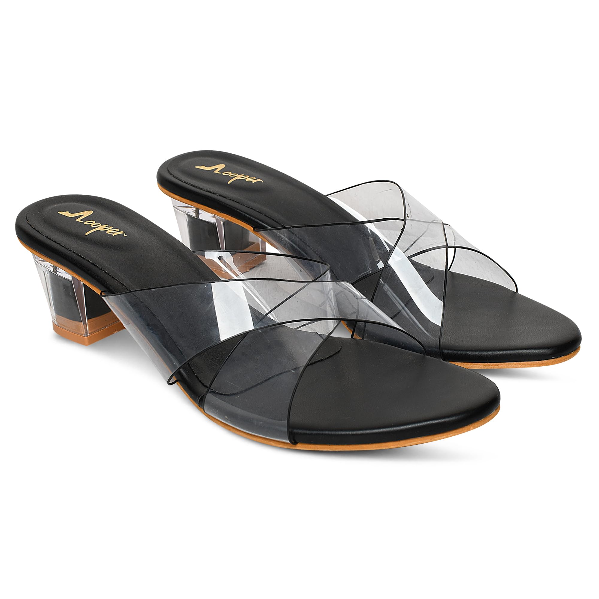 Looper Women Trendy Transparent Clear Block Heels (B0CTTK6F9P) Amazon Price History, Amazon Price Tracker