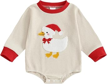 Infant Long Sleeve Bubble Romper Baby Boy Fall Winter Outfits Newborn Waffle Knit Embroidery Bodysuit Clothes