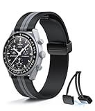 Bands for Moonswatch Watch,20mm Soft Silicone Strap Compatible with Omega x Swatch MoonSwatch Speedmaster Watch,Quick Release Magnetic Buckle Waterproof Replacement Strap for Swatch Omega Men Women