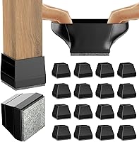 Vista 9 de CHWM - 16 protectores rectangulares de silicona y fieltro para las patas de las sillas, proteger baldosas de madera, evitar rayones y reducir