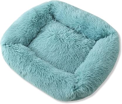 XJHKG Rectangle Dog Bed, Soft Long Plush Pet Bed Cat Bed with Anti Slip BottomPowderBlue,X-Small