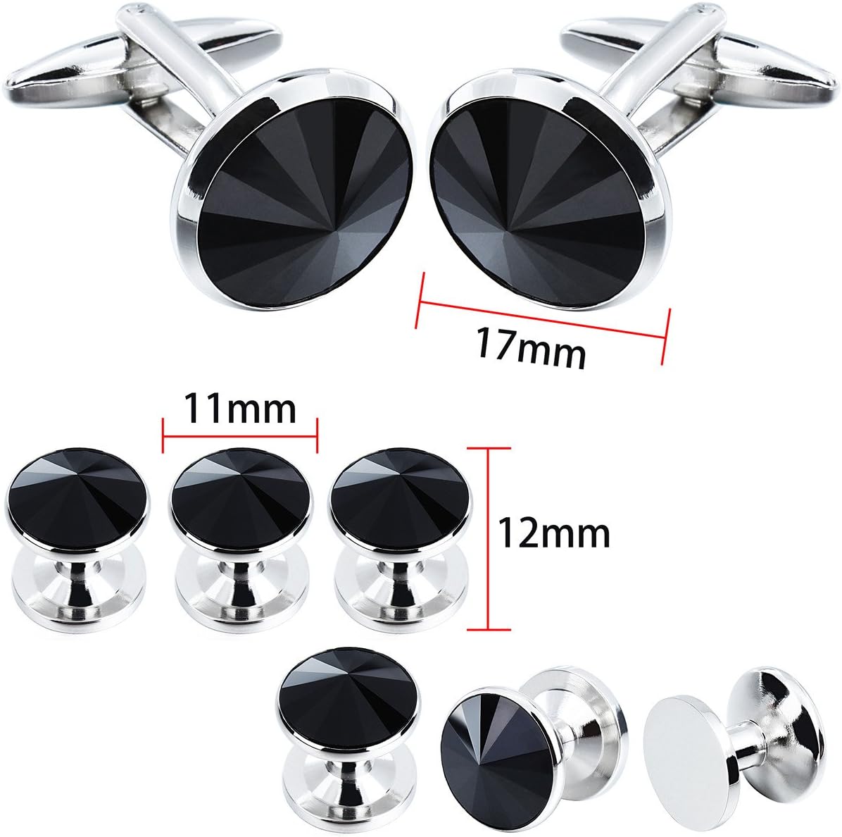 Cufflinks for Men with 4/6 pcs Shirt Studs Set, Gift Box Packed, Mens Jewelry or Accessories for Wedding, Party, Anniversary, Birthday