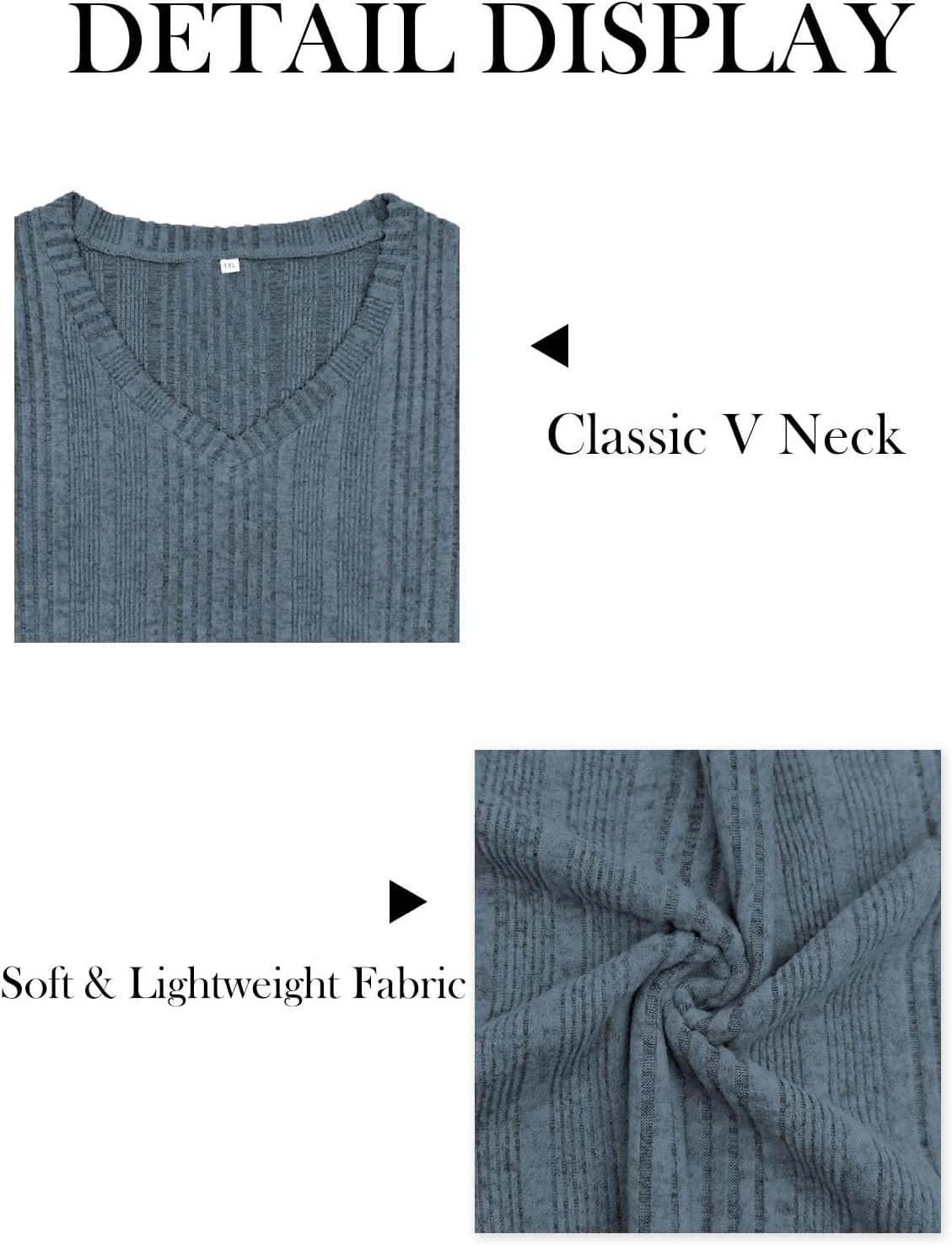 ROSRISS Plus-Size-Long-Sleeve-Tops for women Dressy V Neck Shirts Casual Ribbed Knit Tees Lightweight Tunic Sweaters - Image 5