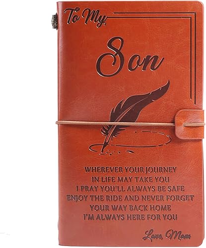 Diario de cuero de mamá To My Son - Un cuaderno del amor de mamá por el hijo Hecho a mano personalizado de cuero recargable diario diario diario