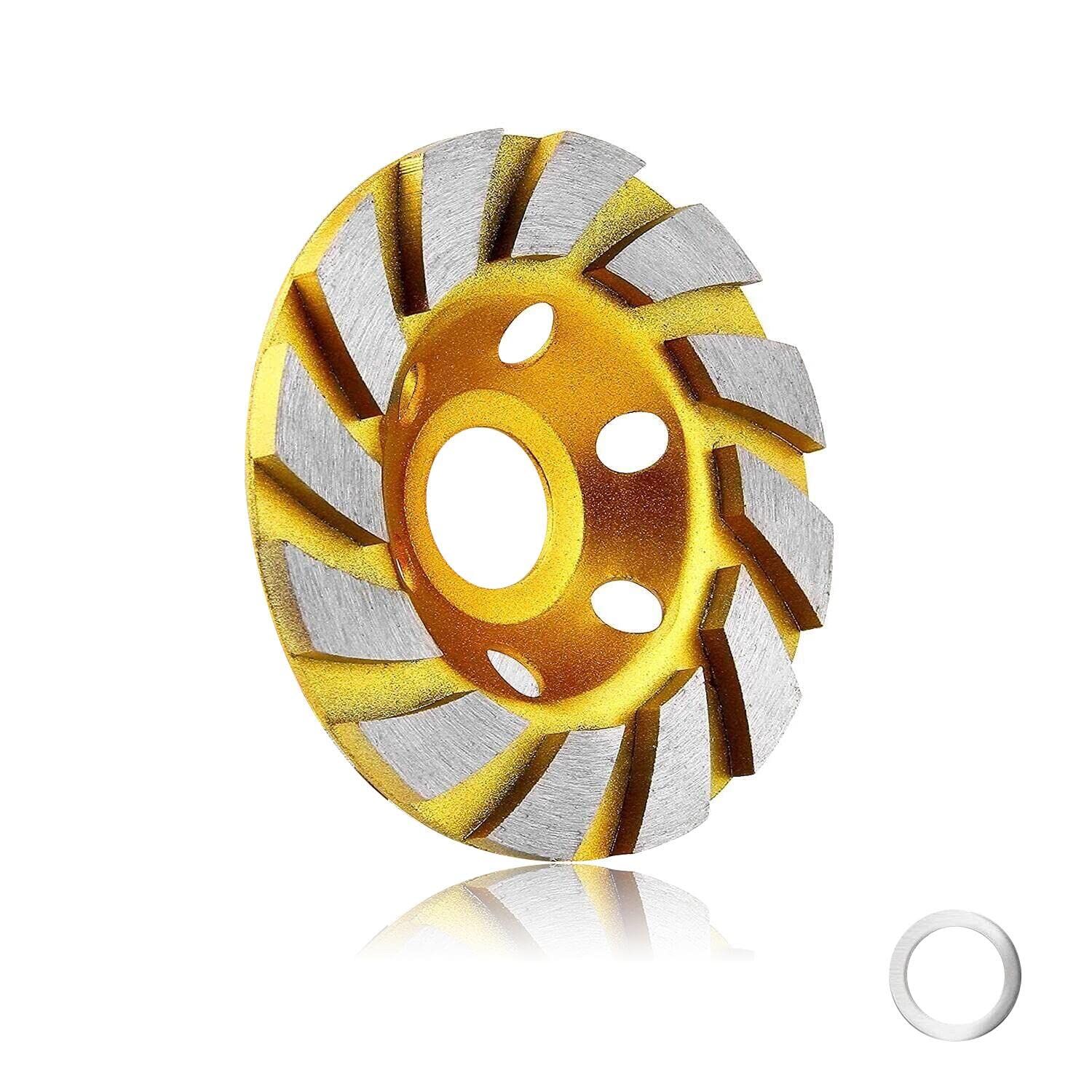 Golden Pearl 4 Inch Concrete Stone Ceramic Turbo Diamond Grinding Cup Wheel,12 Segs Heavy Duty Angle Grinder Wheels for Angle Grinder-1pcs