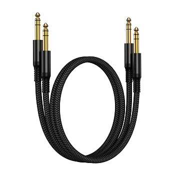 RUXELY 6.35mm TRS Instrument Cable 1M 2-Pack,Straight 1/4 Inch Male Jack Stereo Audio Interconnect Cord,Balanced Lead Line for Electric Guitar,Bass,Keyboard,Mixer,Amplifier,Amp,Speaker,Equalizer