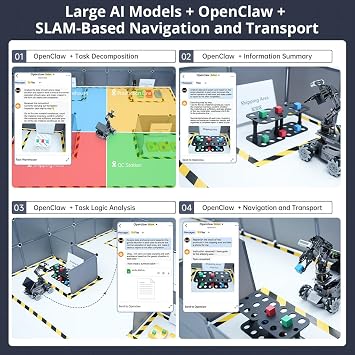 HIWONDER ROS2 Robot Car with OpenClaw Gemini ChatGPT Large AI Models 3D Vision SLAM Mapping 6DOF Robotic Arm Voice Control Programming Learning Robot Kit, ROSOrin Pro Advanced Kit Without Controller