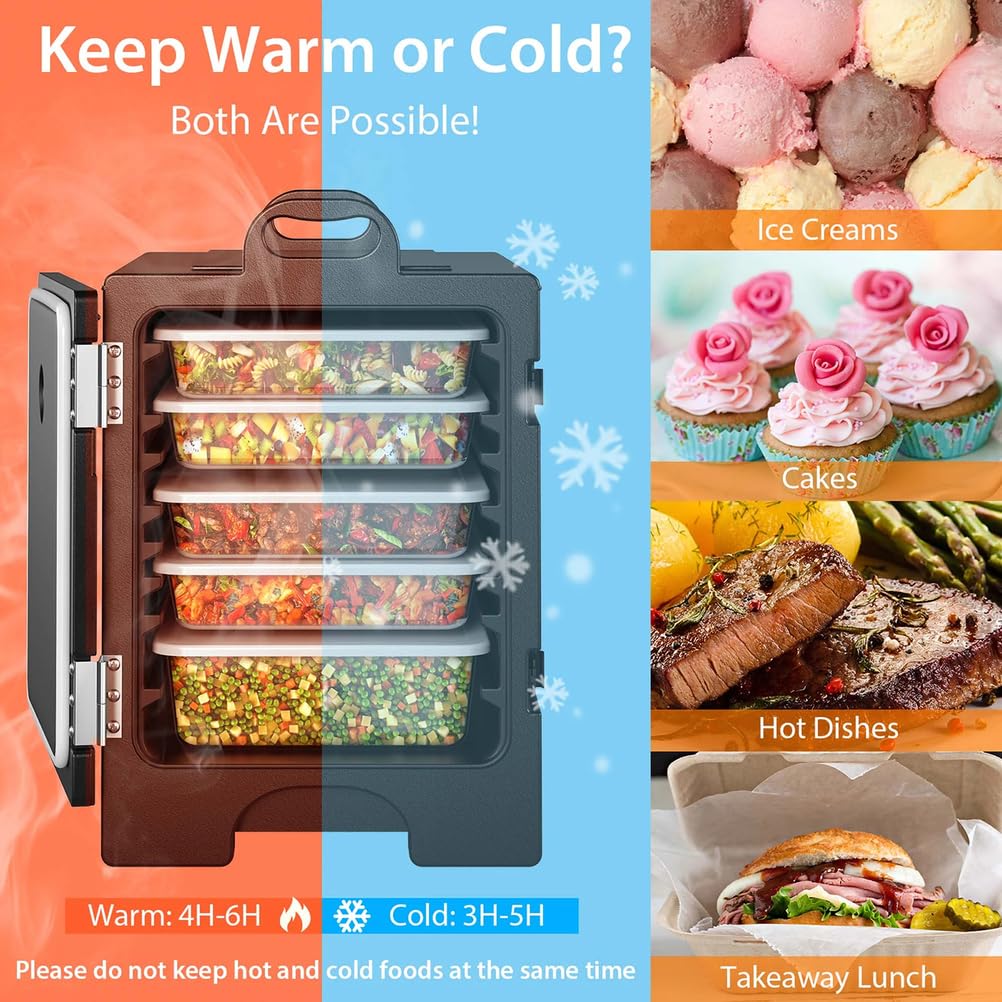 Transportador de alimentos aislado, caja caliente LLDPE de 81 cuartos para catering, restaurantes, cantinas, fiestas