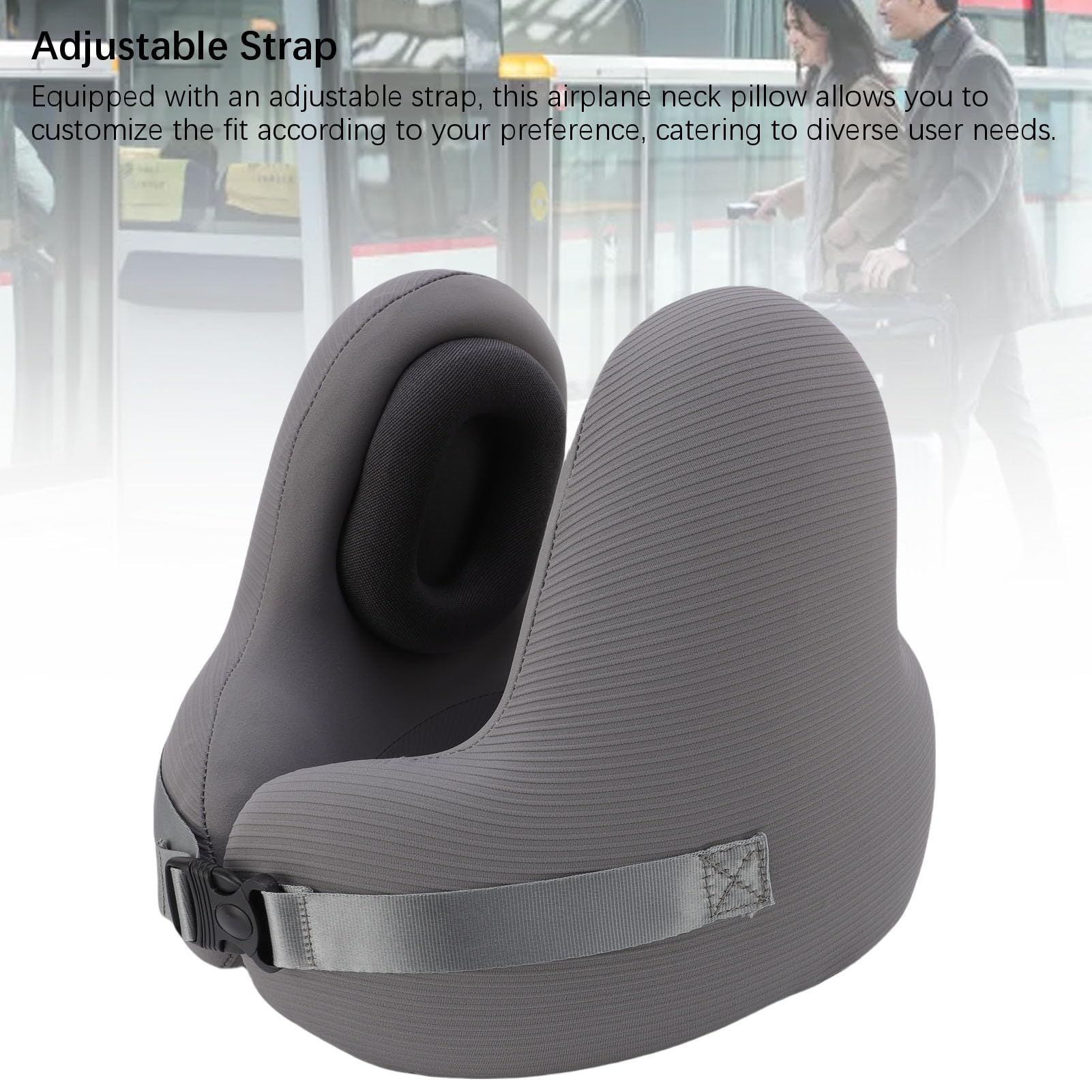 Cryfokt Almohada para el Cuello de Viaje con Orejas de Cancelación de Ruido, Almohada de Viaje de Sueño en Forma de Espuma de Memoria con Correa Ajustable, Almohada de Avión para el