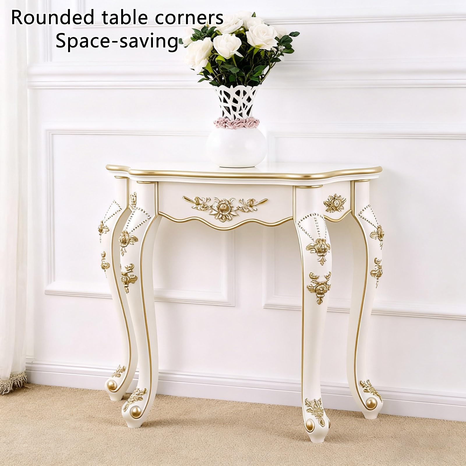 Tavolo da ingresso rettangolare con 4 gambe in legno, console portaoggetti per soggiorno e portico, elegante arredamento per la casa (88 x 25 x 80 cm/35 x 10 x 32 pollici) – perfetto per nizing e