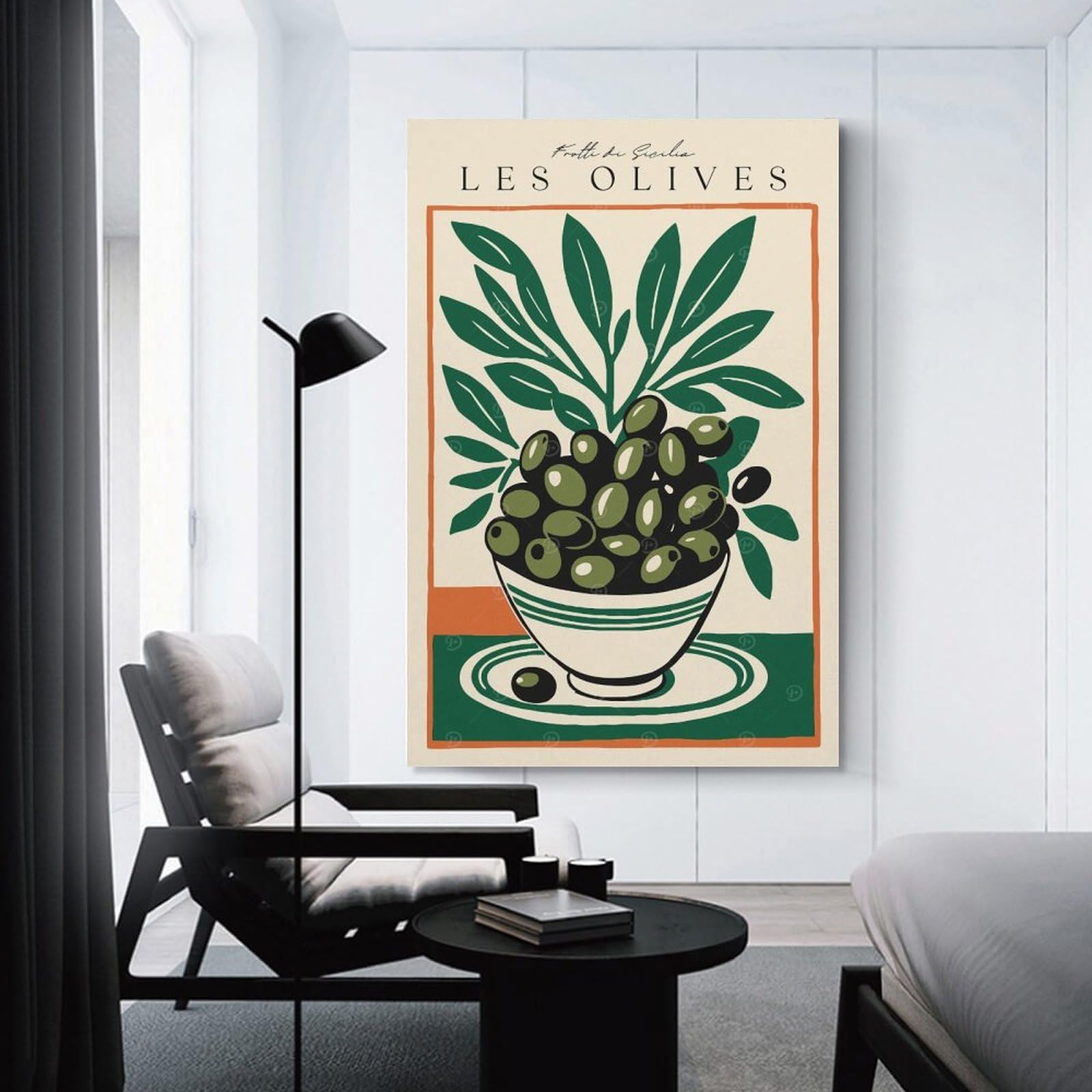 Junmoney Canvas Art Print Retro Les Olives, 08x12inch(20x30cm), for Gallery Wall Decor And Room Displays, Wall Decor Suited to Curated Displays