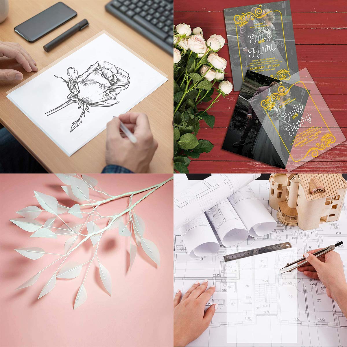 Buy 50 Sheets A4 Vellum Transfer Paper Tracing Paper Translucent