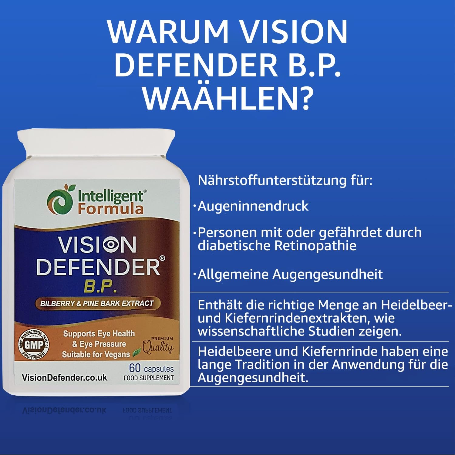 Augen und Sehkraft Ergänzung mit Heidelbeer, Kiefernrindenextrakt, Antioxidantien Anthocyane und Procyanidine - Augen Nahrungsergänzungsmittel für den Erhalt der normalen Sehkraft (60 vegane kapseln)