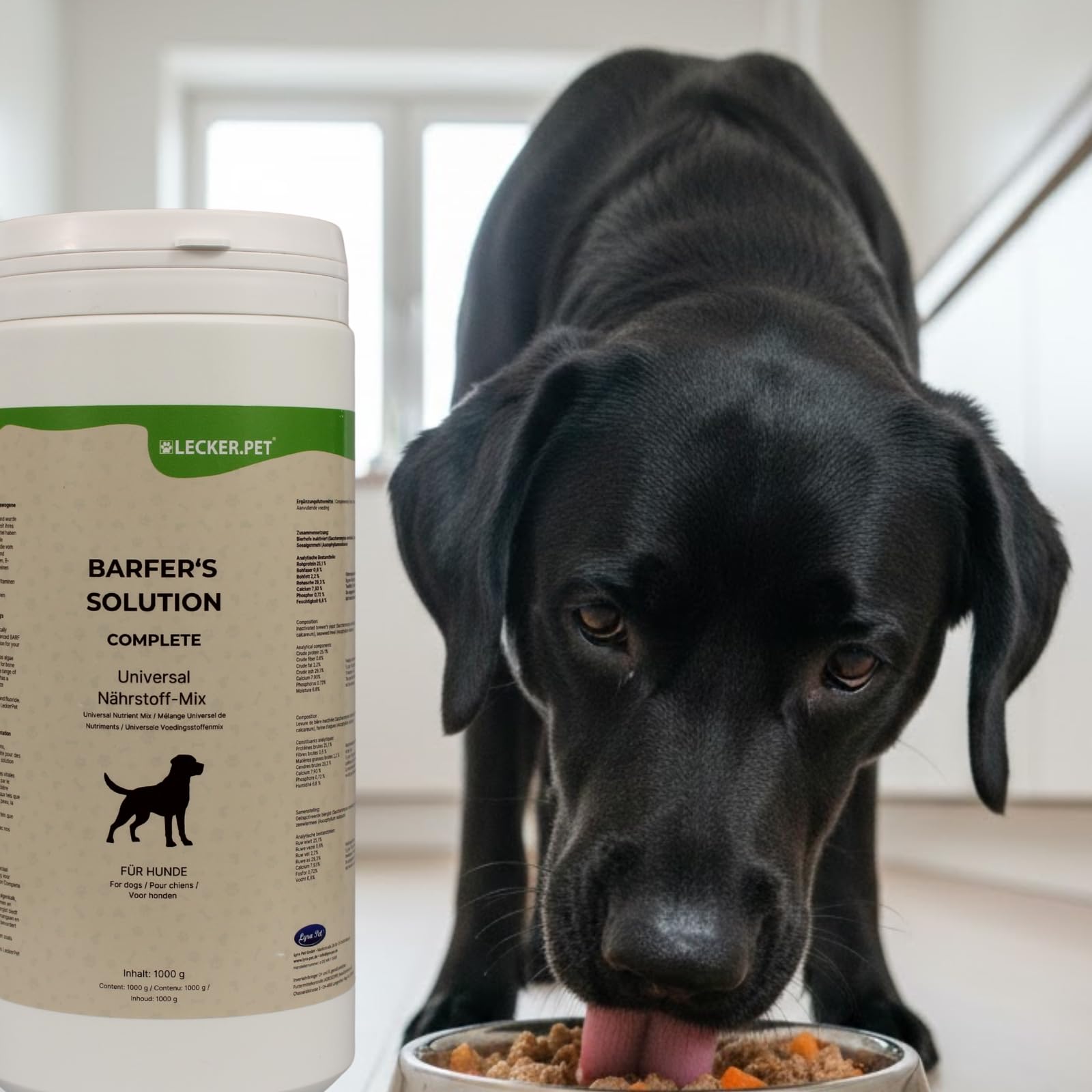 Lecker.Pet® 3 x 1 kg Barfer's Solution Complete Universal Nutritional Mix en Poudre pour Chiens | Complément Alimentaire pour Chiens | Alimentation Barf équilibrée | Levure de bière & Talc d'algues