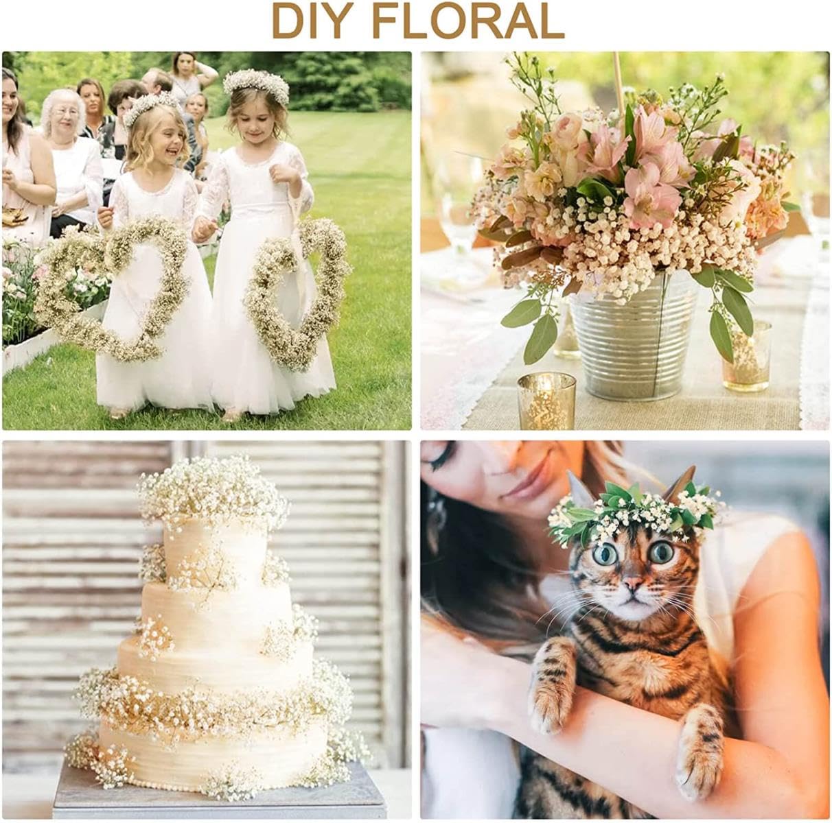 Droogbloemen baby's adem bloemen boeket-17 inch 1600 ivoorwitte bloemen, natuurlijke gypsophila takken voor bruiloft doe-het-zelf thuisfeest decor tafelvaas decor (Ivoorwit