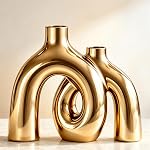 Hug Donut Decorative Vase Set - Sage Green Modern Nordic Boho Style Vases Home Decor,Matte Ceramic Decorations for Living Room Shelf, Bookshelf Mantle Entryway Table or Console Décor(Green)