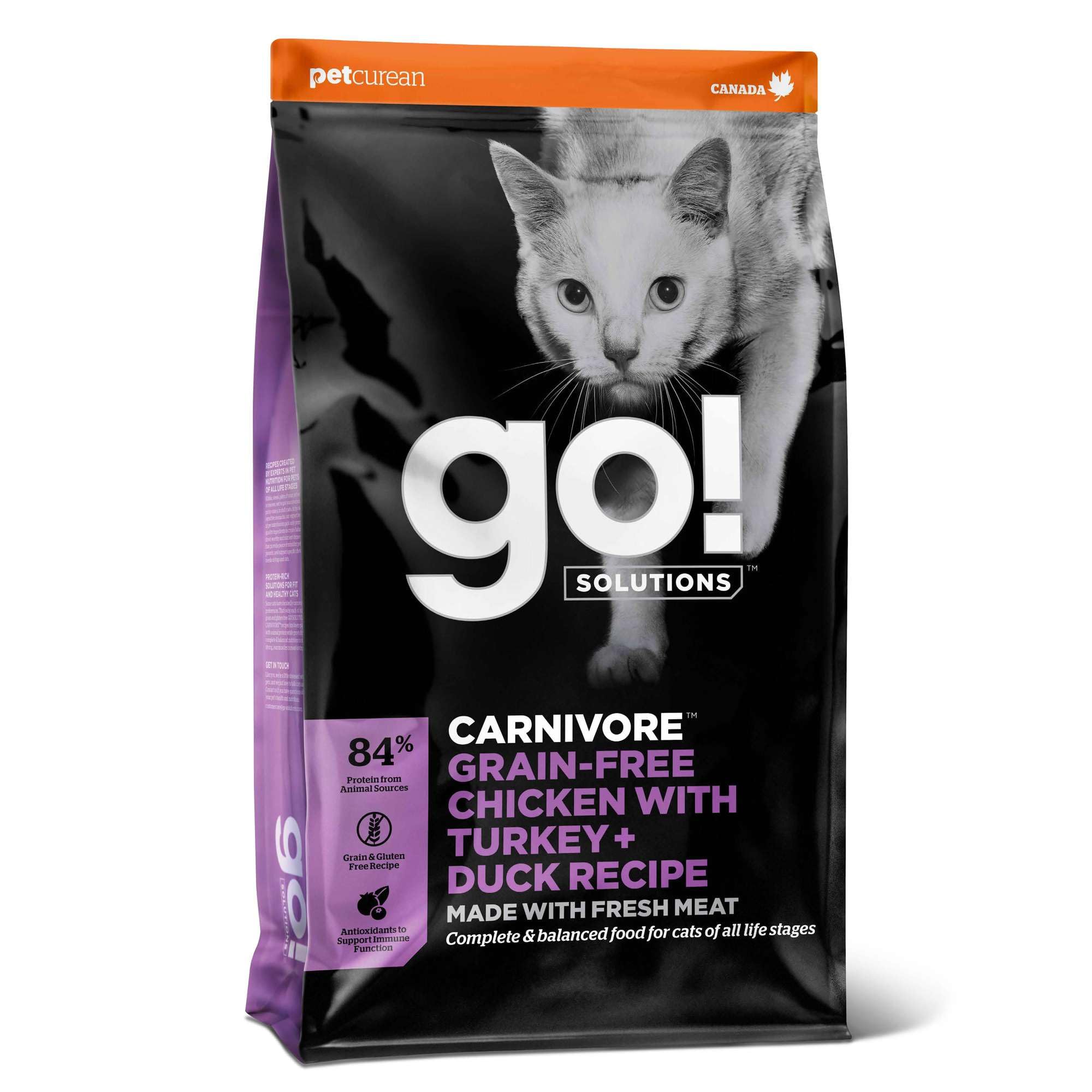 Go! Solutions Poulet, Dinde + Canard Croquettes pour Chat Carnivore, 3,7 kg | Croquettes chat riches en protéines; Aide au maintien d’une musculature forte et saine