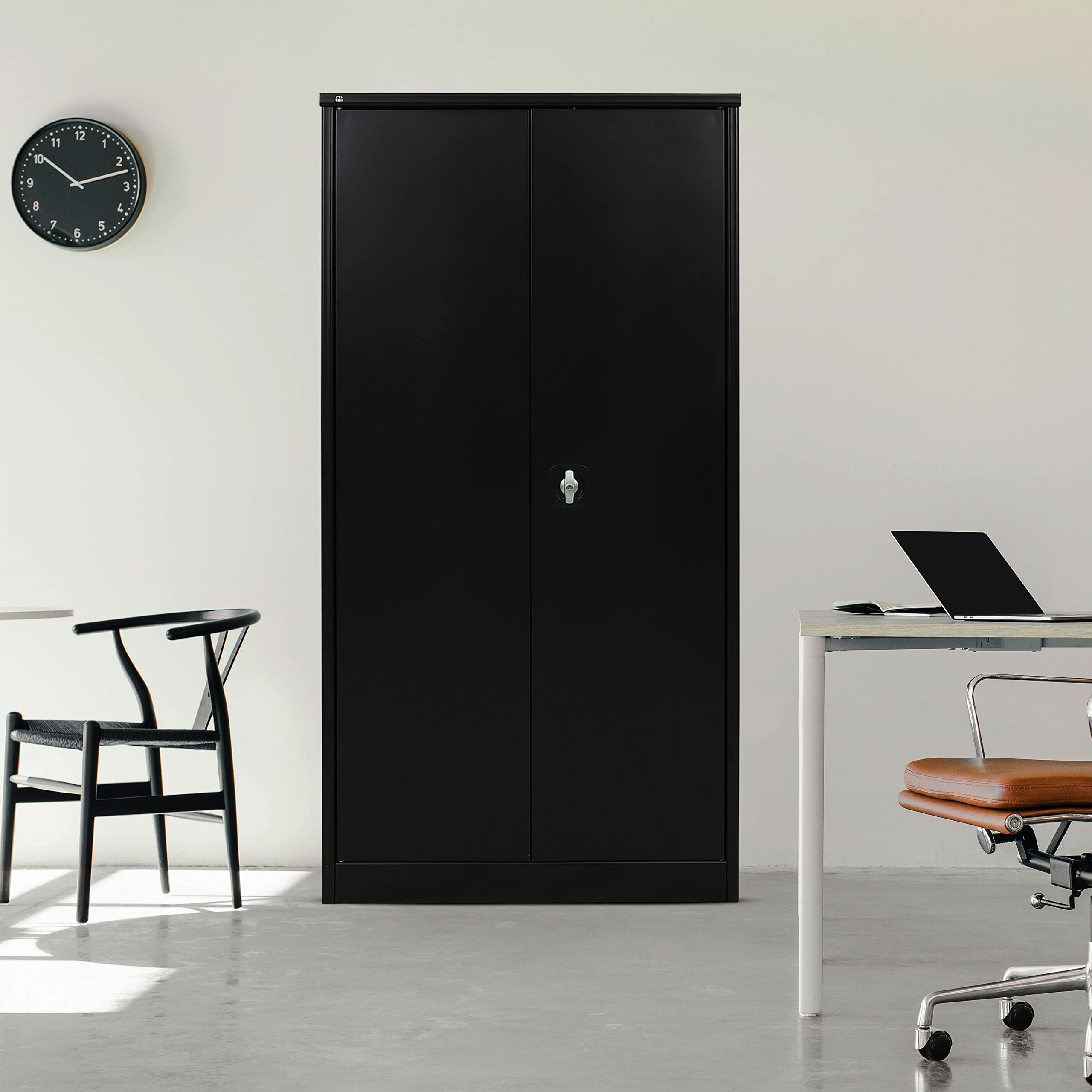 Sponsored Ad – RIGID Steel Home Cupboard |Storage Cabinet with Clothes-Hanging Rod & 4 Fixed Shelves | Metal Wardrobe for Bedroom or Office (Black, 183 x 91.4 x 48 cm), Pre-Assembled