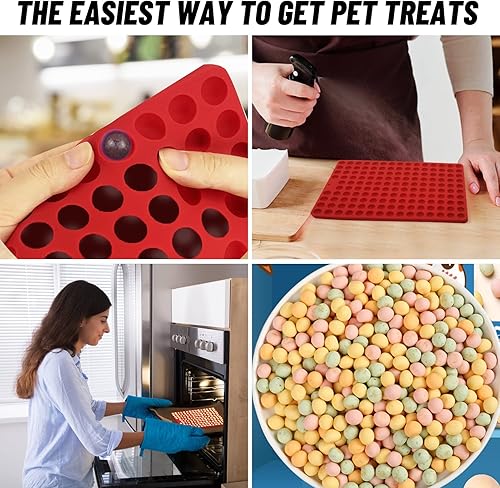 Miniatura 3 de Mini molde redondo de silicona, 2 moldes de golosinas para perros, molde antiadherente de 296 cavidades para chocolate, fondant, dulces, galletas,