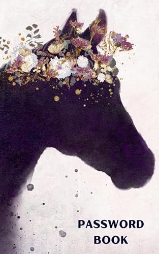 Password Book: Personal Internet Password Keeper and Organizer with Alphabetical Order, A-Z Tabs | Pocket Size Password Log Book for Websites, Emails, ... | Horse Silhouette Aesthetic Cover - 5" x 8"