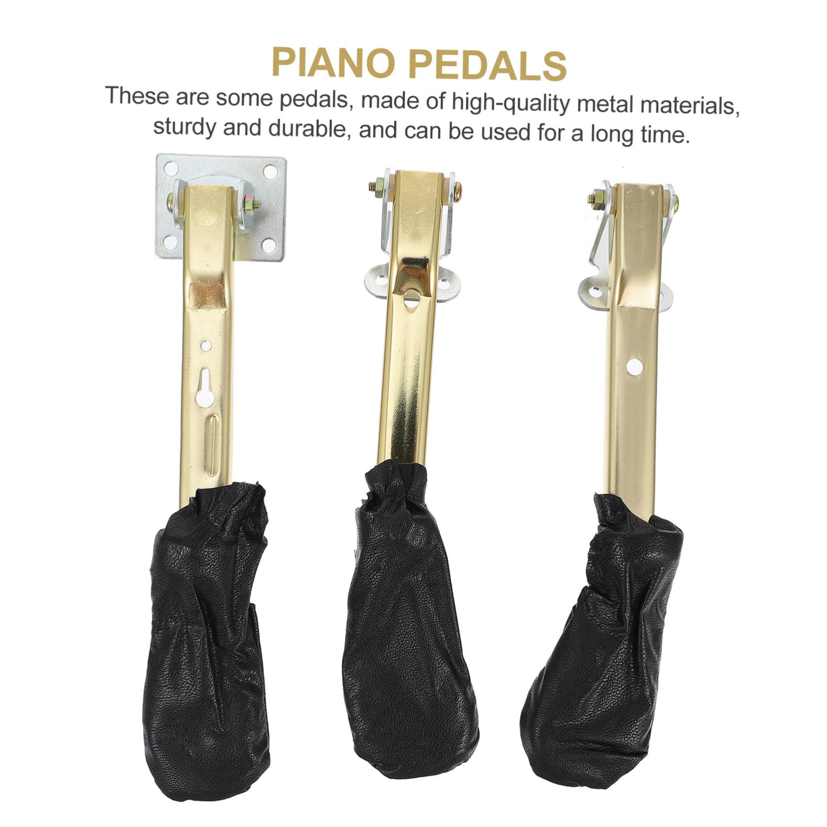 ERINGOGO 3 pezzi Pedali Piano in Metallo Premium per Pianoforte Verticale Accessori Resistente e Design Elegante Pedalini Dorati per Pianisti Professionisti e Appassionati