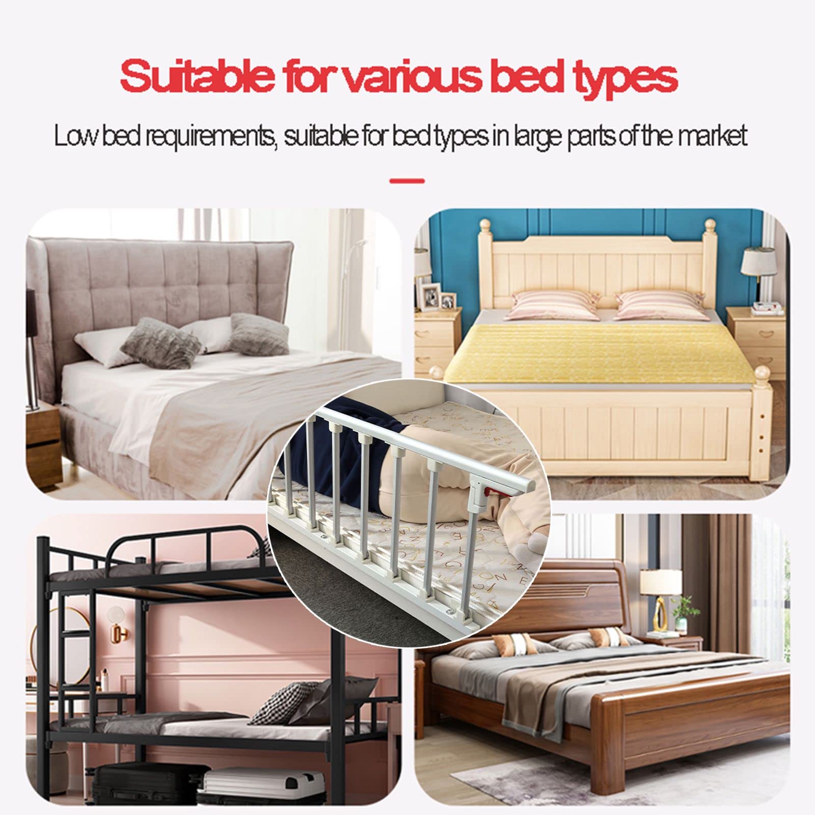 Barandilla de cama plegable, barandilla de cama plegable, barandilla de cama para cama ajustable, barandilla de cama plegable para adultos mayores, barra plegable junto a la cama disponible para la