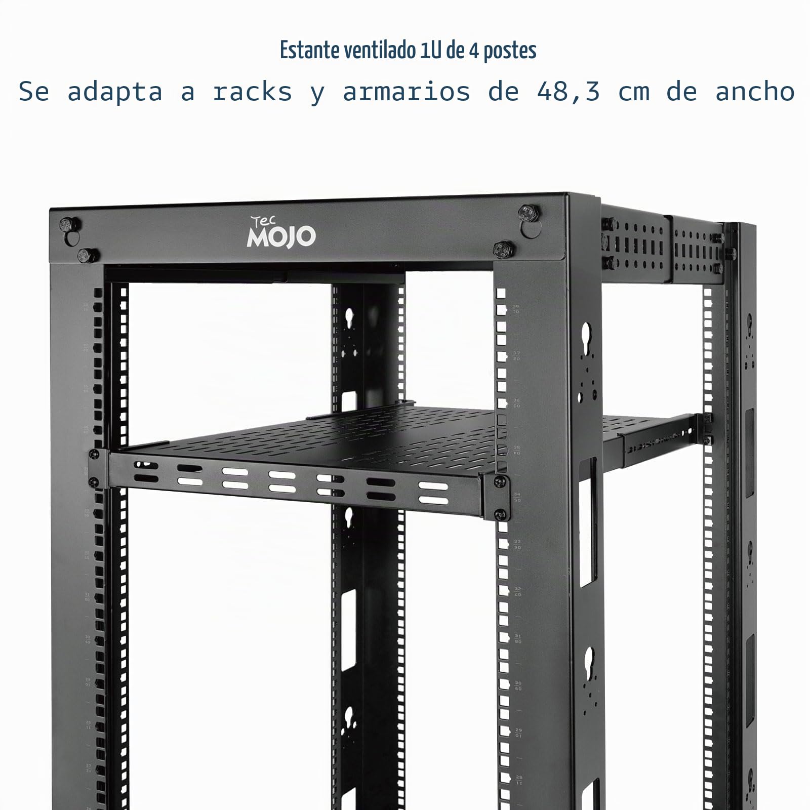 Tecmojo Estante de montaje en rack de servidor ventilado ajustable 1U de 13.5 pulgadas a 31.8 pulgadas de profundidad, soporta hasta 242 libras, bandeja universal para equipos AV/red de 19 pulgadas