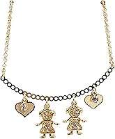 Vista 9 de SIFRIMANIA Personalized Children's Charm Choker Necklace, Boys or Girls Customizable Pendants, Growing Family Jewelry for Women