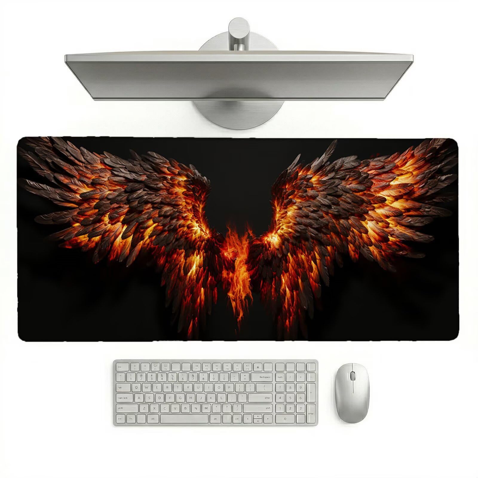 Sottomano Scrivania Grande 1200 x 600 x 3 mm Arancione Bruciato Tappetino Tastiera Computer con Base Antiscivolo e Bordi Cuciti, Protezione Impermeabile, per Lavoro/Casa/PC Gamer, Regali (Ala) L-x6960