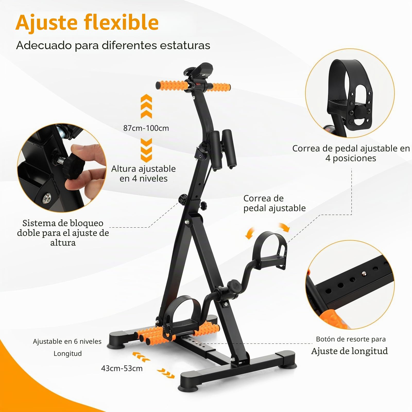 GOPLUS Pedales Estaticos para Personas Mayores, Entrenamiento de Brazos y Piernas con Pantalla LCD, Ergómetro, Altura y Longitud Ajustable con Masaje, 45 x 43-53 x 87-100 cm