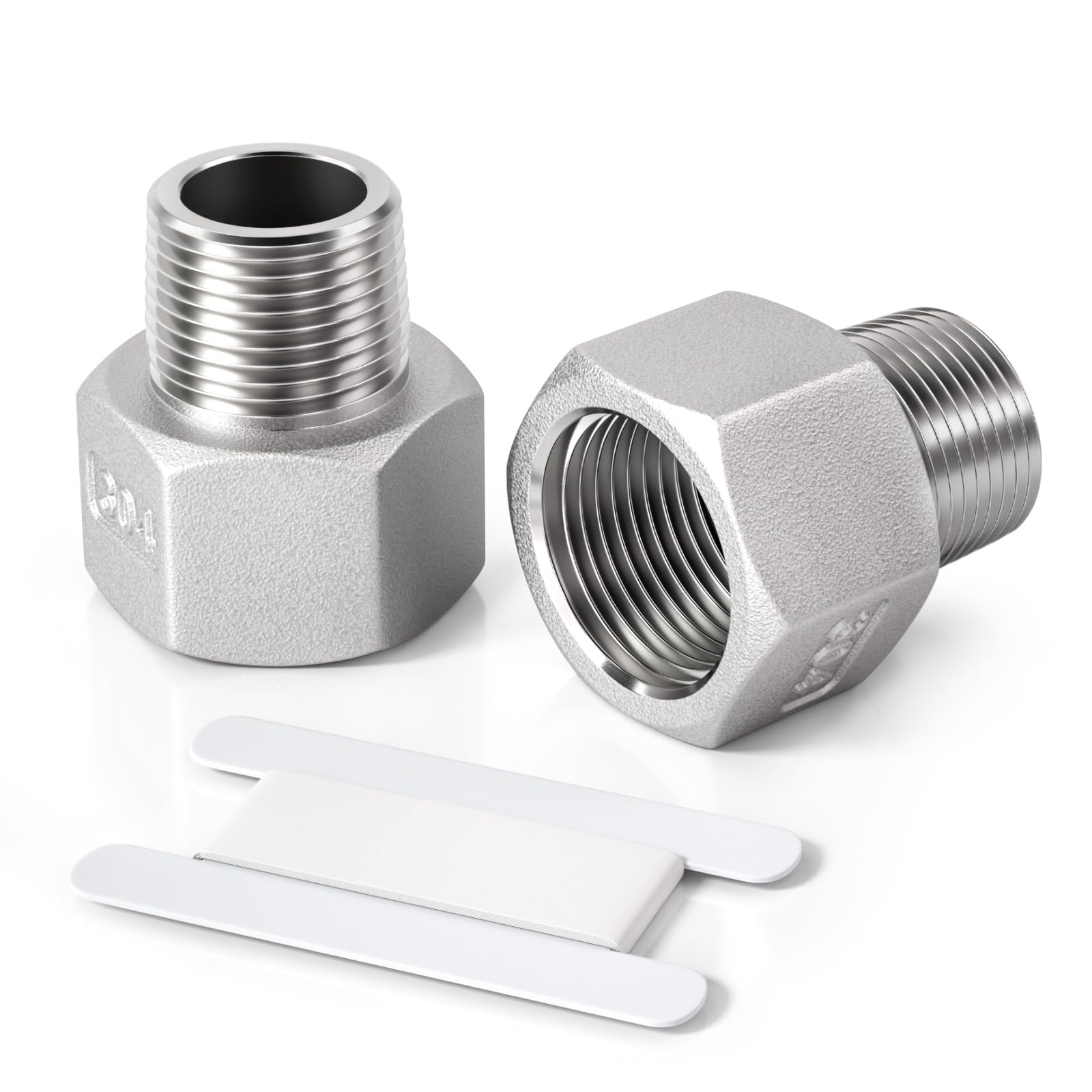 Bwintech 2 Piezas 1/4" Macho a 1/2" Hembra BSP Rosca Acero Inoxidable 304 Conector Reductor Hexagonal para Conversión de Conexión de Tuberías - 2