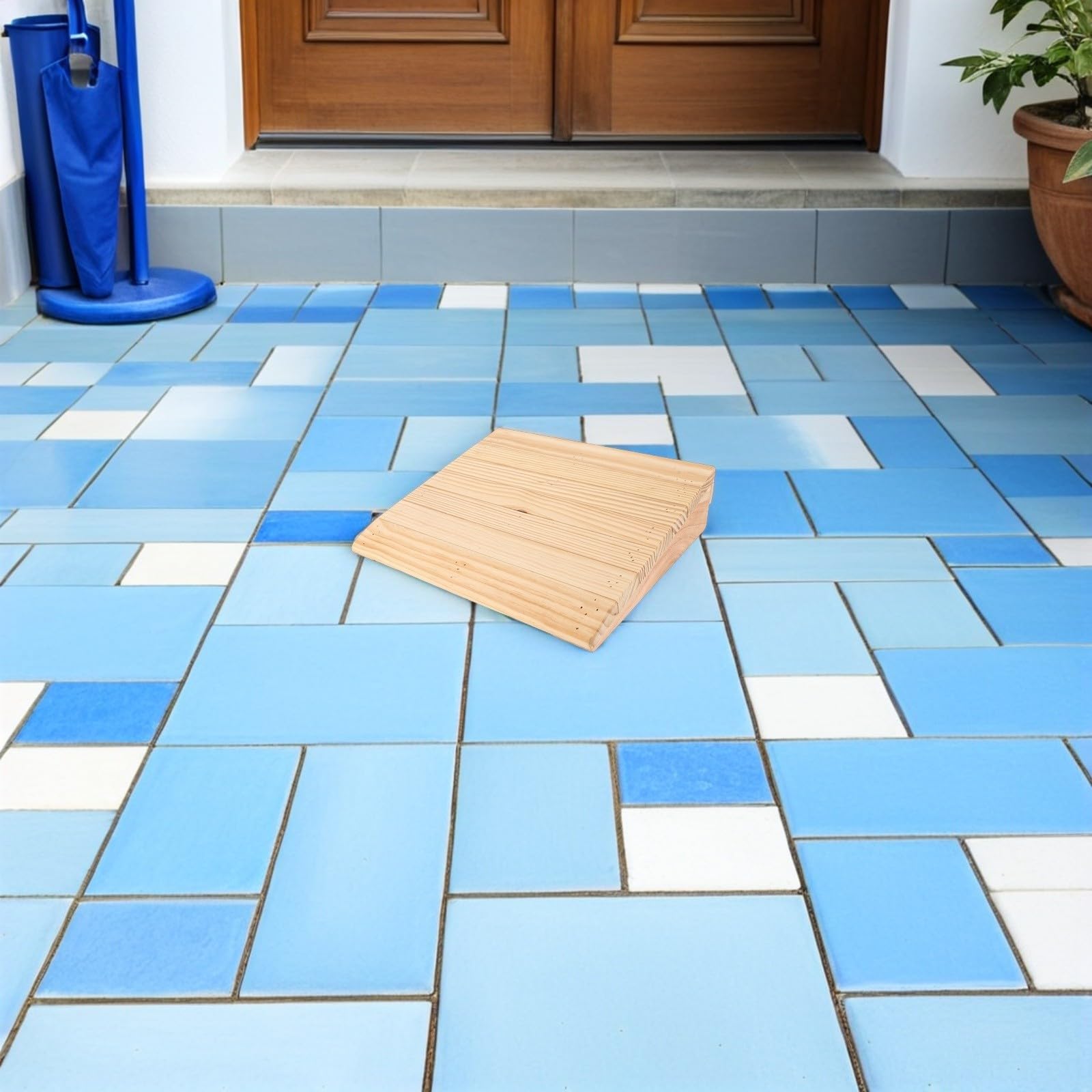 Tofficu Rampa de Madera Beige para Motocicletas y Perros Ajuste Estable para Umbrales en Entradas Exteriores y Accesos Domésticos