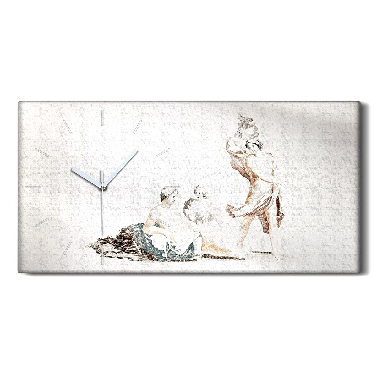 Horloge sur Toile Mains Blanches et Silencieuse - Toile Art Moderne 60x30cm Dessin Antique