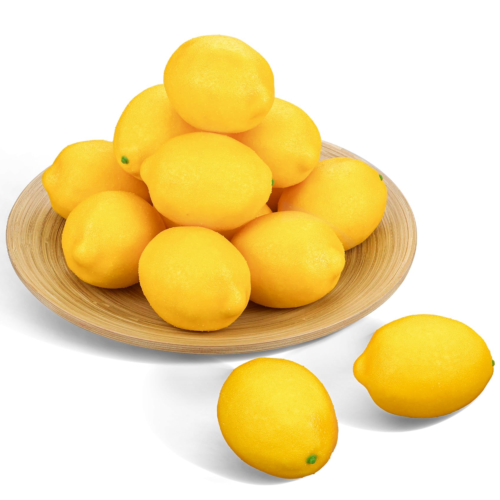 12 unidades de limones decorativos de imitación, limones amarillos artificiales frutas decoración para cocina, 9 x 7 cm Limone para decoraciones de fiestas de verano y accesorios fotográficos